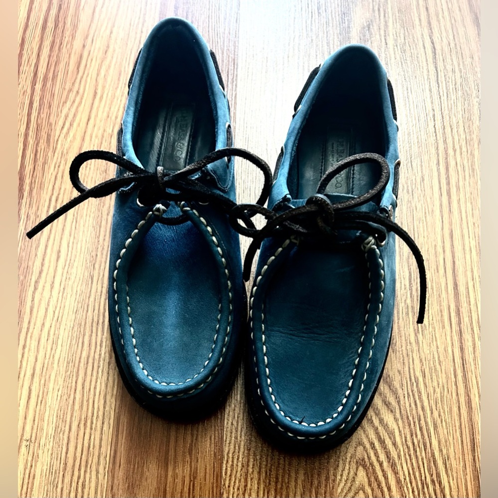 G.H. Bass & Co Leather Chukka Blue Boat Deck Loafers Shoes Moccasin Lacing Size6